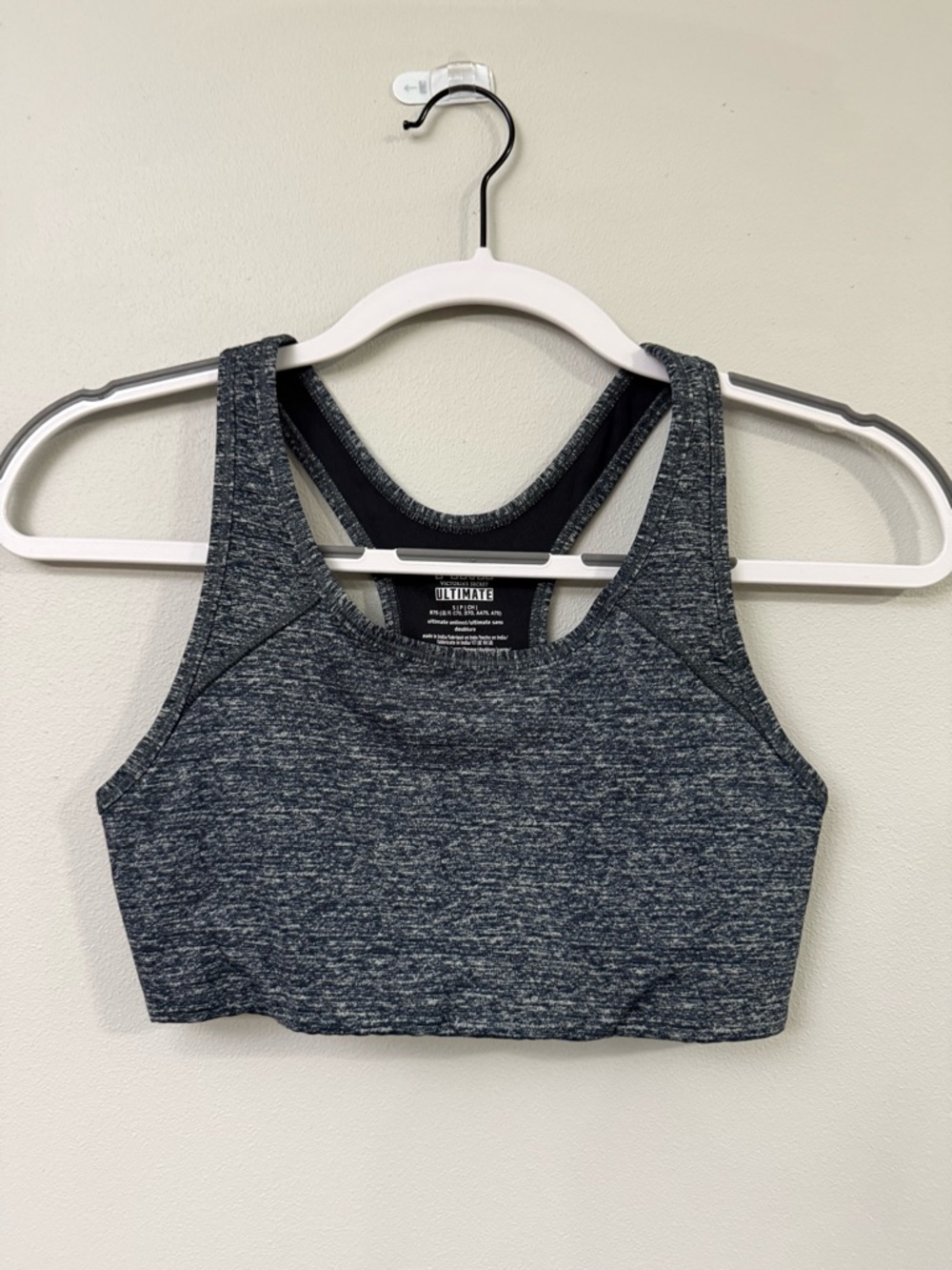 PINK Victoria's Secret Heathered Charcoal Racerback Sports Bra